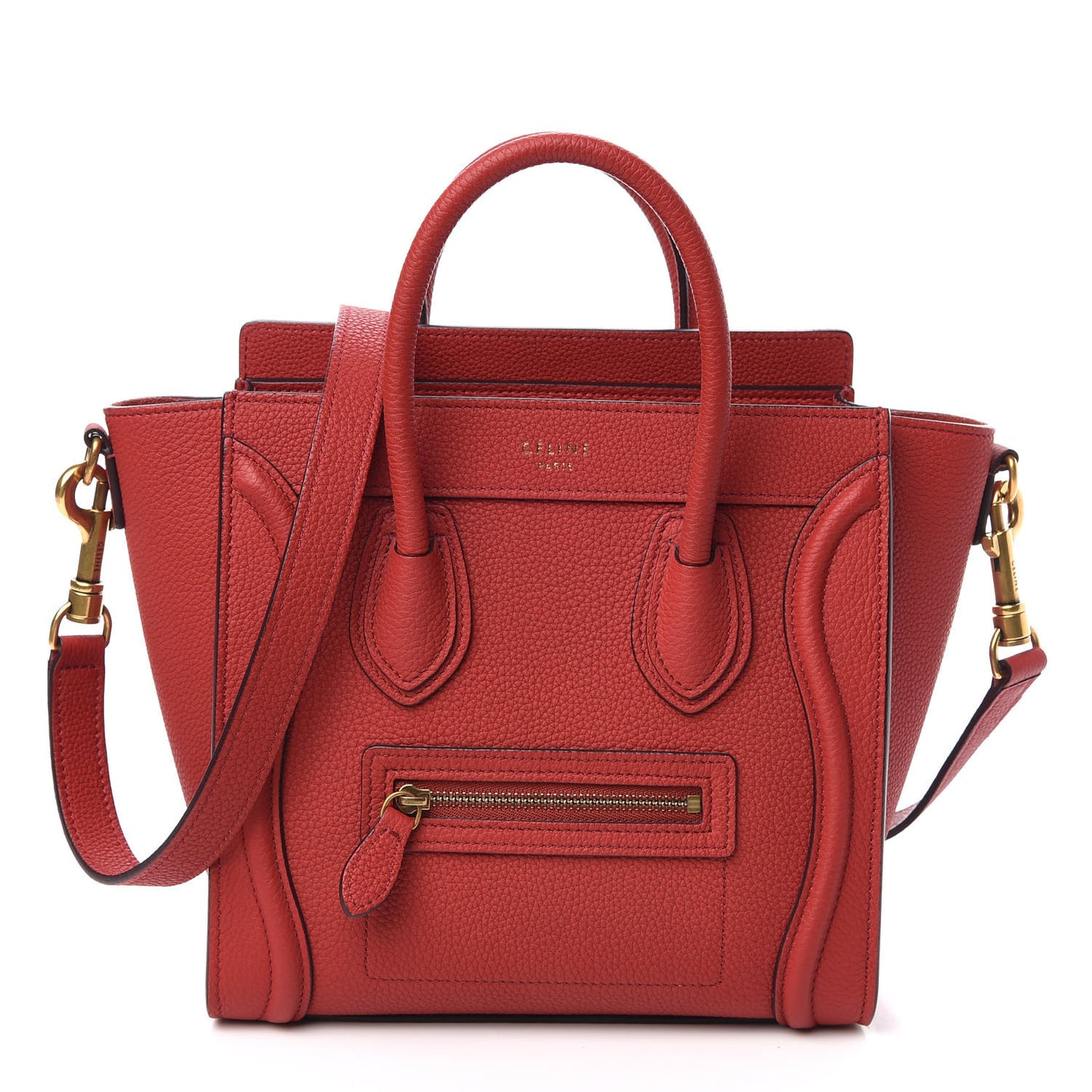 Drummed Calfskin Nano Luggage Red