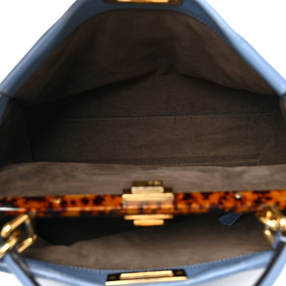 Fendi Vitello Seta Plexiglass Tortoise Large Peekaboo Iconic Satchel Ceruleo 6 of 19