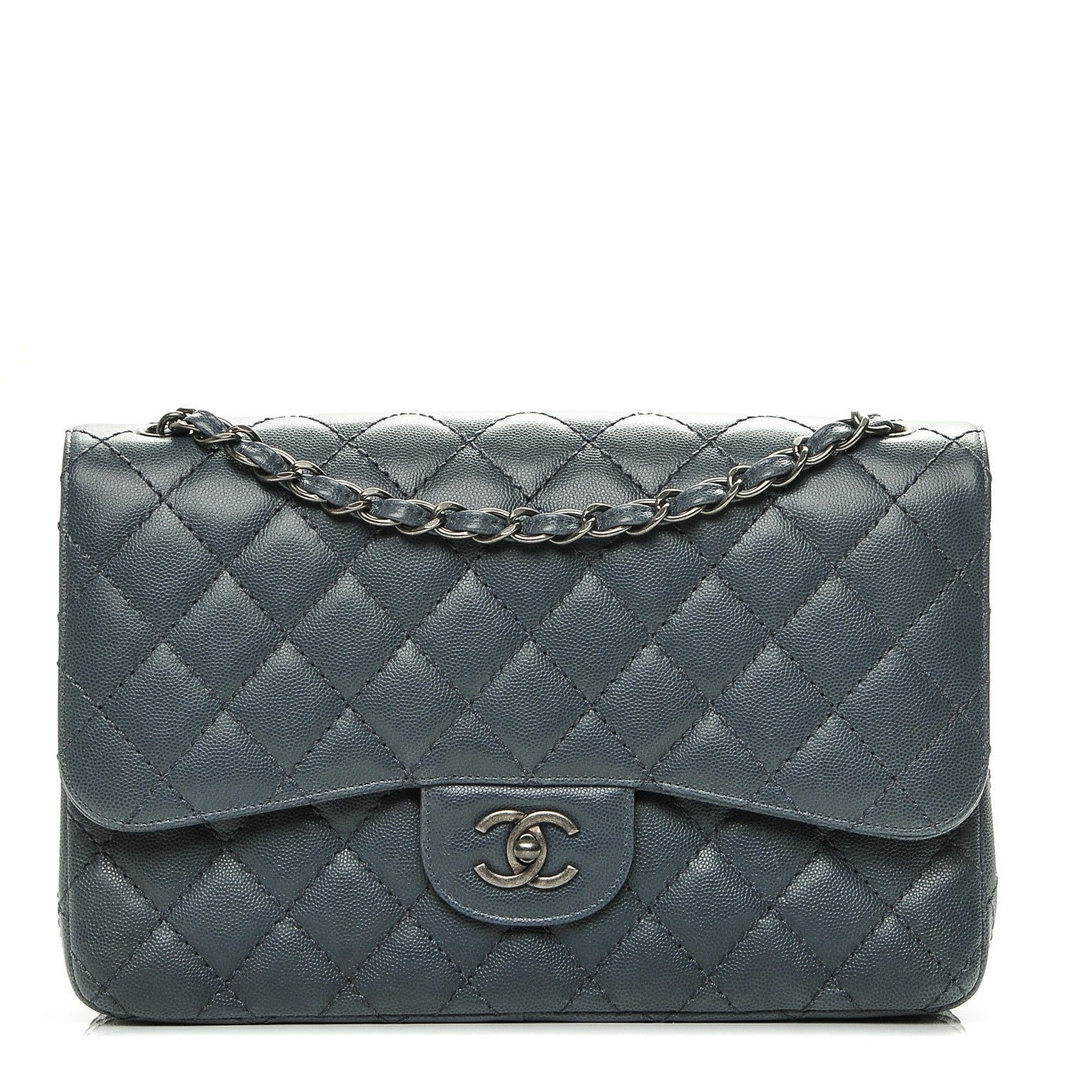 Chanel Caviar Quilted Jumbo Double Flap Grey 1 of 7
