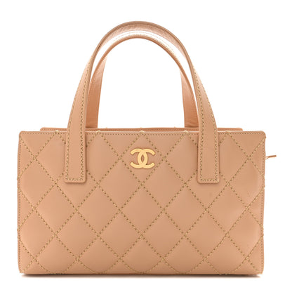 Chanel Calfskin Wild Stitch Small Tote Beige 1 of 16