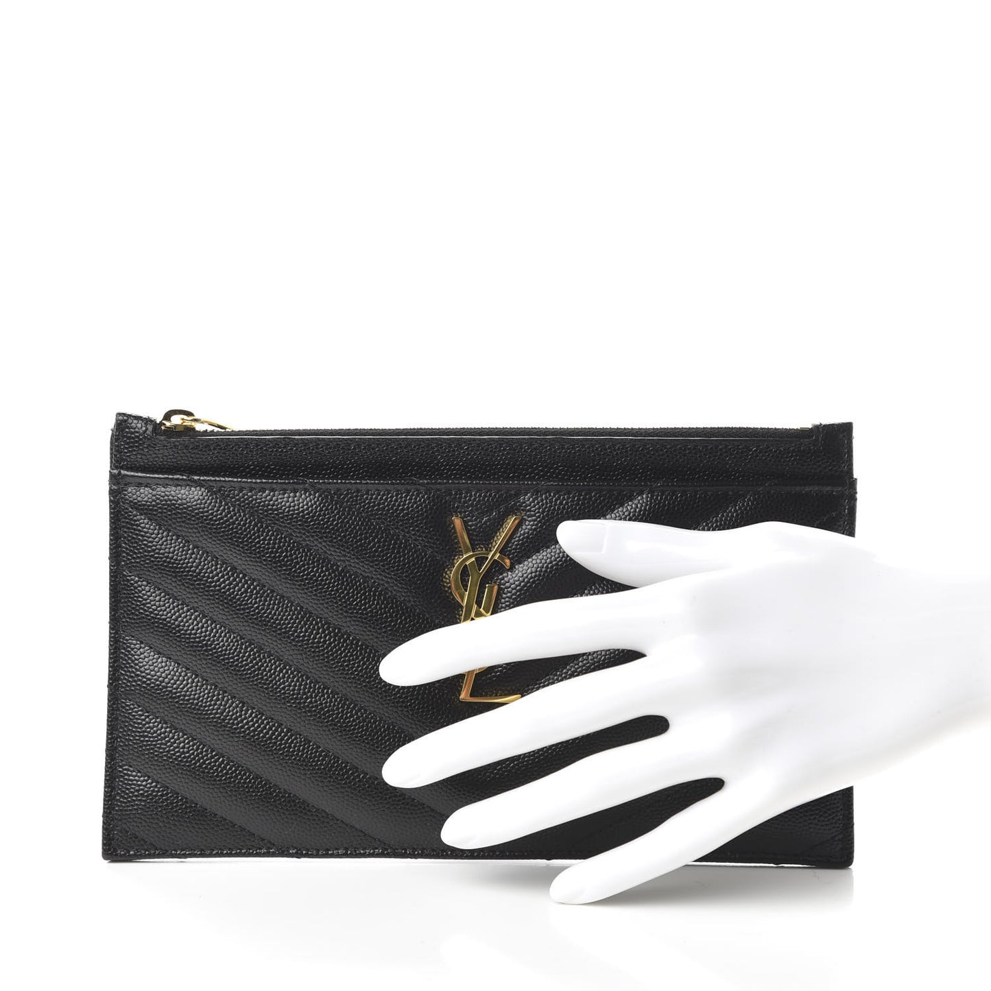 Grain De Poudre Chevron Monogram Pouch Black