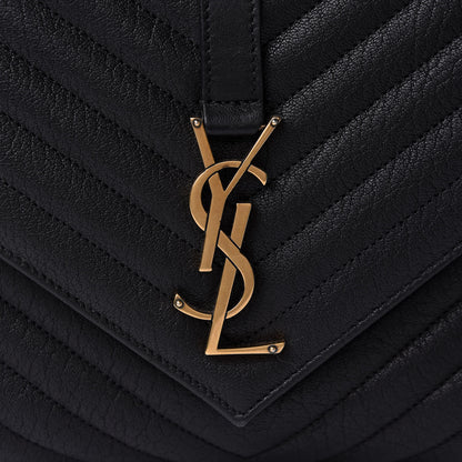 Saint Laurent Sheepskin Matelasse Chevron Monogram Large College Satchel Black 9 of 12