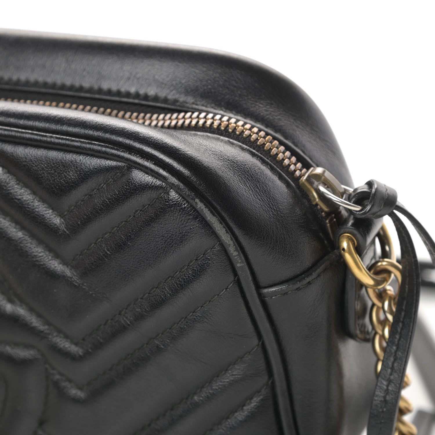 Gucci Calfskin Matelasse Small GG Marmont Chain Shoulder Bag Black 16 of 19