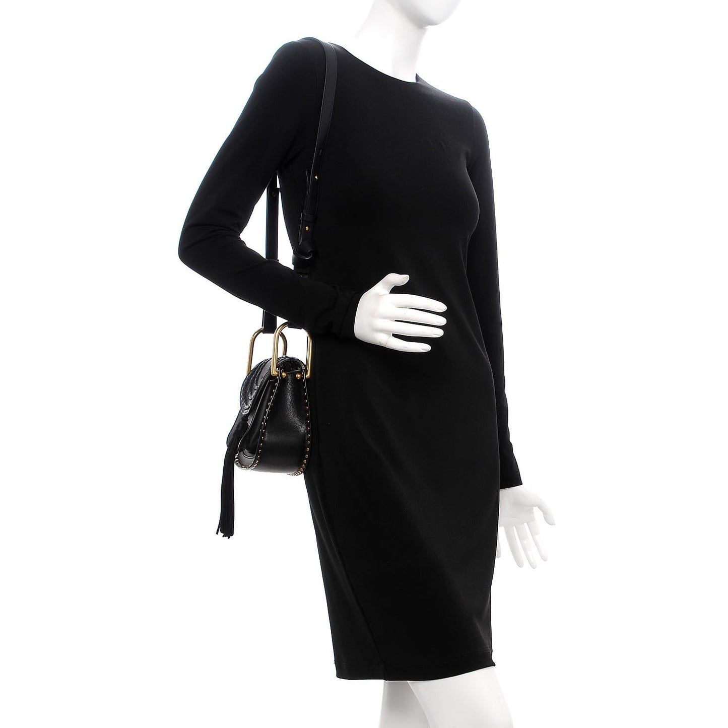 Calfskin Braided Mini Hudson Shoulder Bag Black