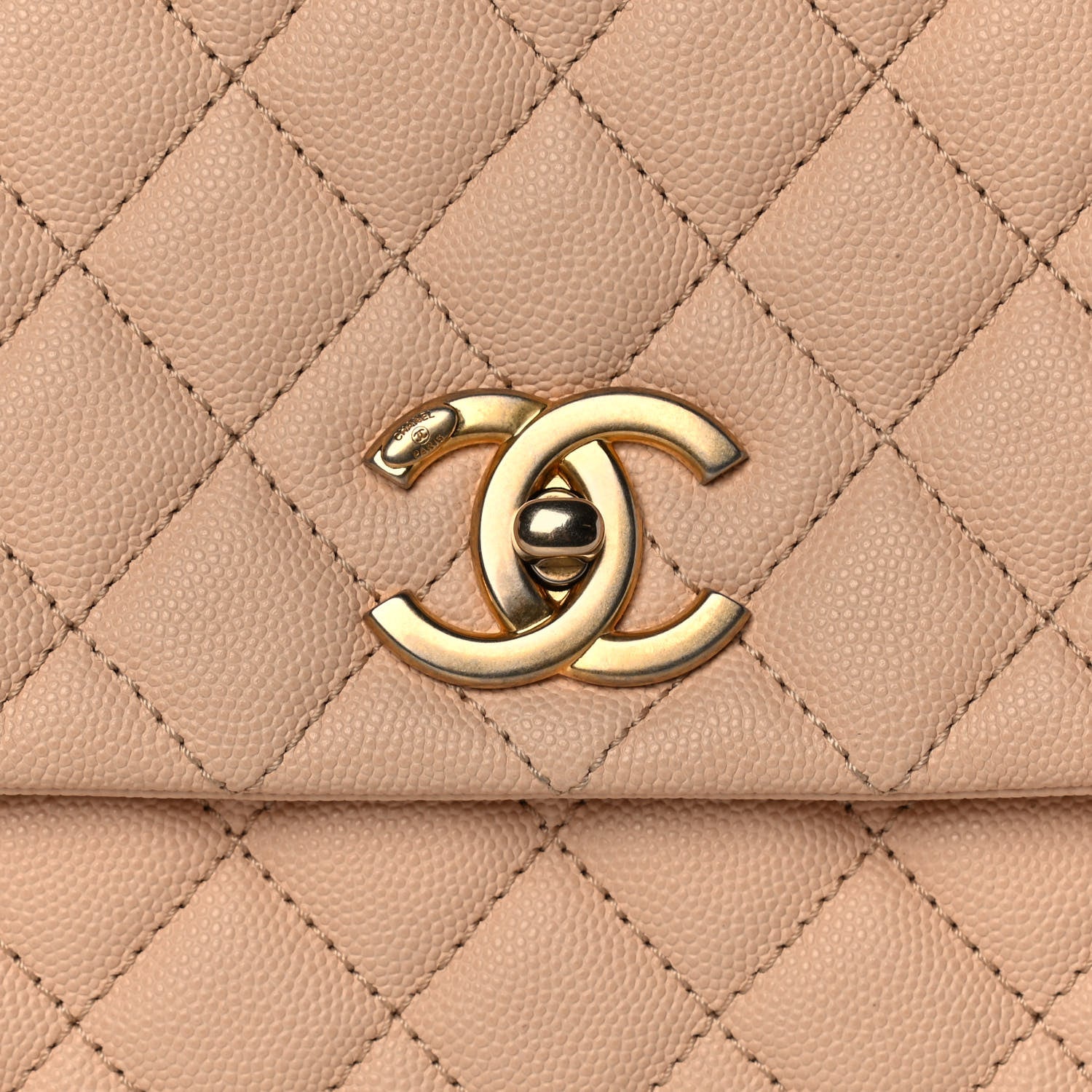 Chanel Caviar Quilted Small Coco Handle Flap Beige 9 of 12