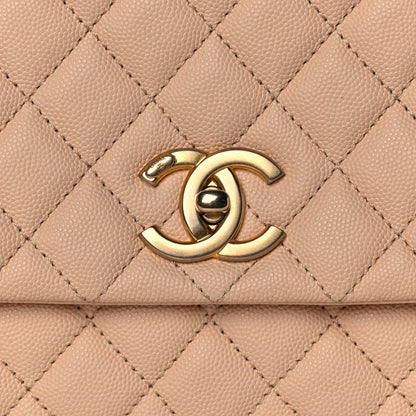 Chanel Caviar Quilted Small Coco Handle Flap Beige 9 of 12