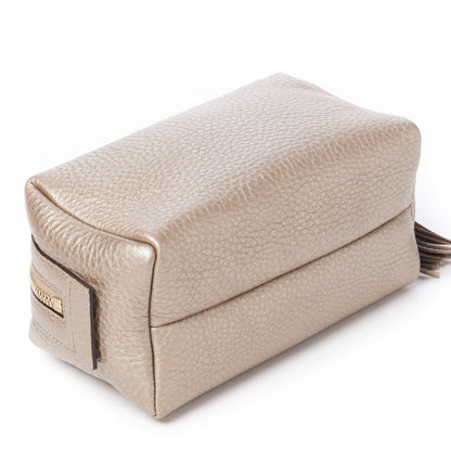 Gucci Metallic Pebbled Calfskin Medium Soho Cosmetic Case Golden Beige 6 of 8