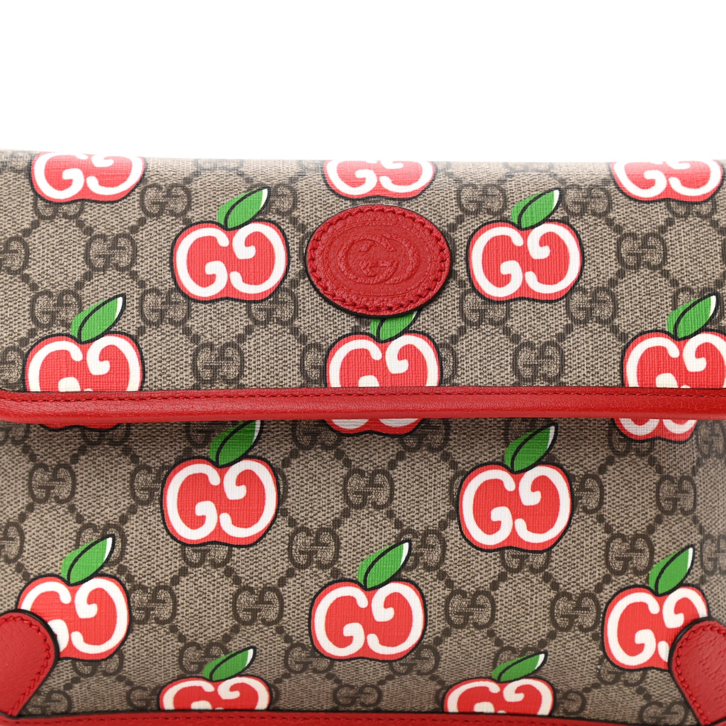 GG Supreme Monogram Apple Interlocking G Belt Bag Beige Multicolor Lobster Red