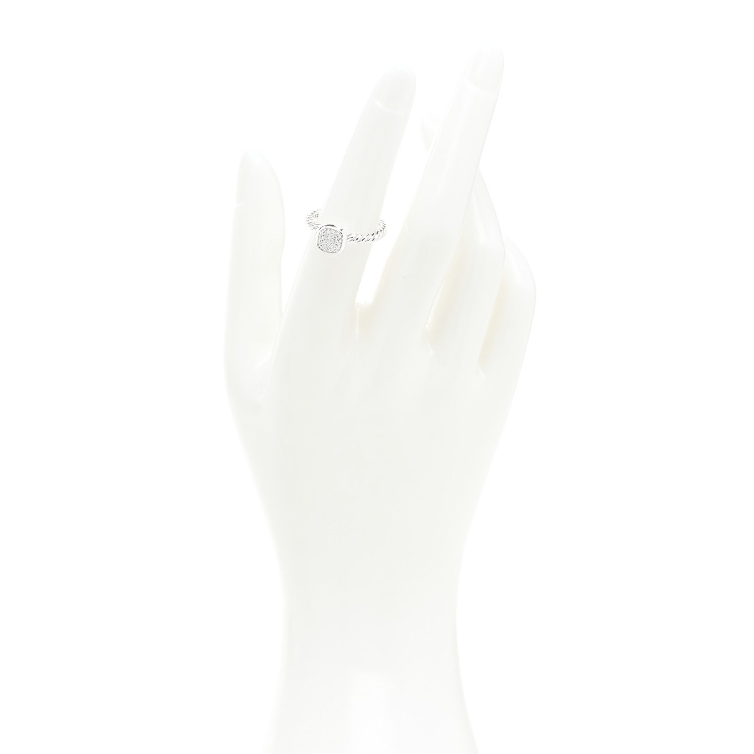 David Yurman Sterling Silver Diamond 6mm Petite Cushion Stack Ring 52 6 2 of 4