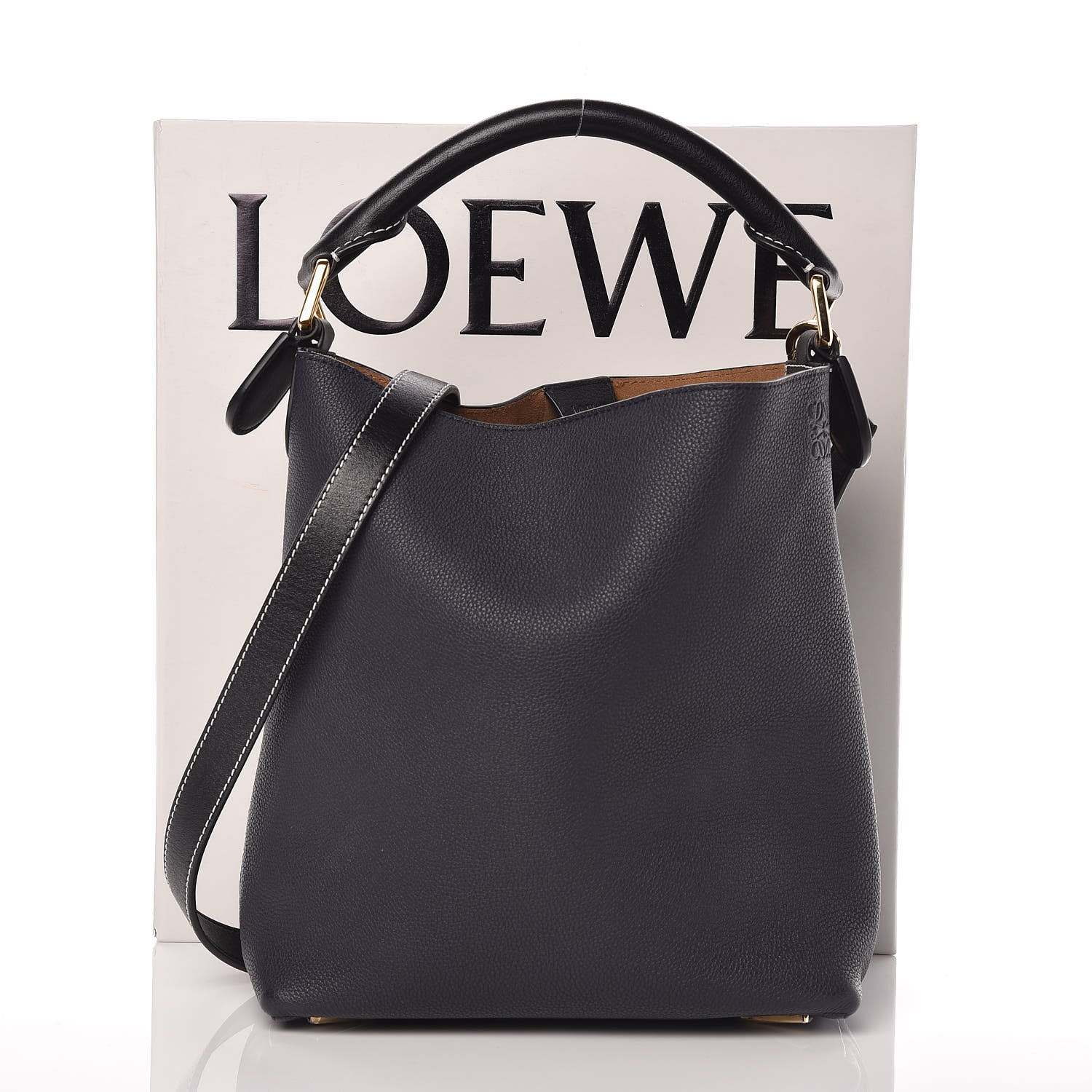 Loewe Calfskin V Bucket Bag Midnight Blue Black 9 of 9