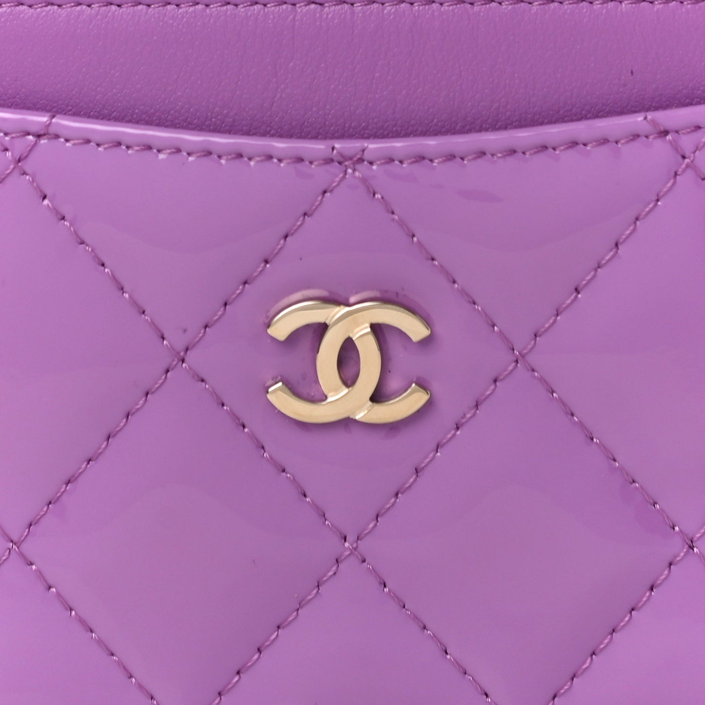 Patent Quilted Card Holder Purple