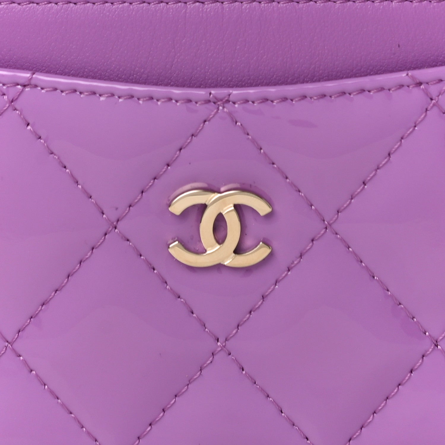 Chanel Patent Quilted Card Holder Purple 9 of 12