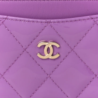 Chanel Patent Quilted Card Holder Purple 9 of 12