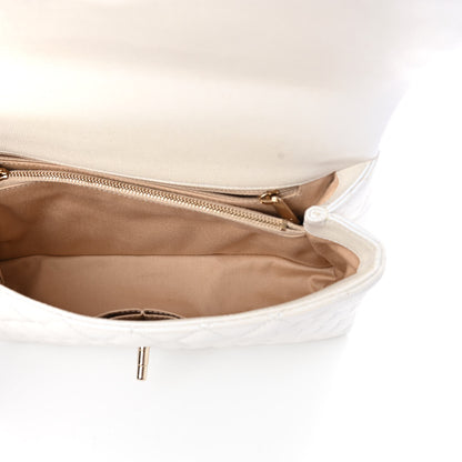 Chanel Iridescent Caviar Quilted Small Coco Handle Flap White 5 of 11