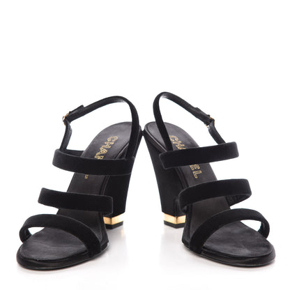 Chanel Velvet CC Sandals 41 Black 5 of 20