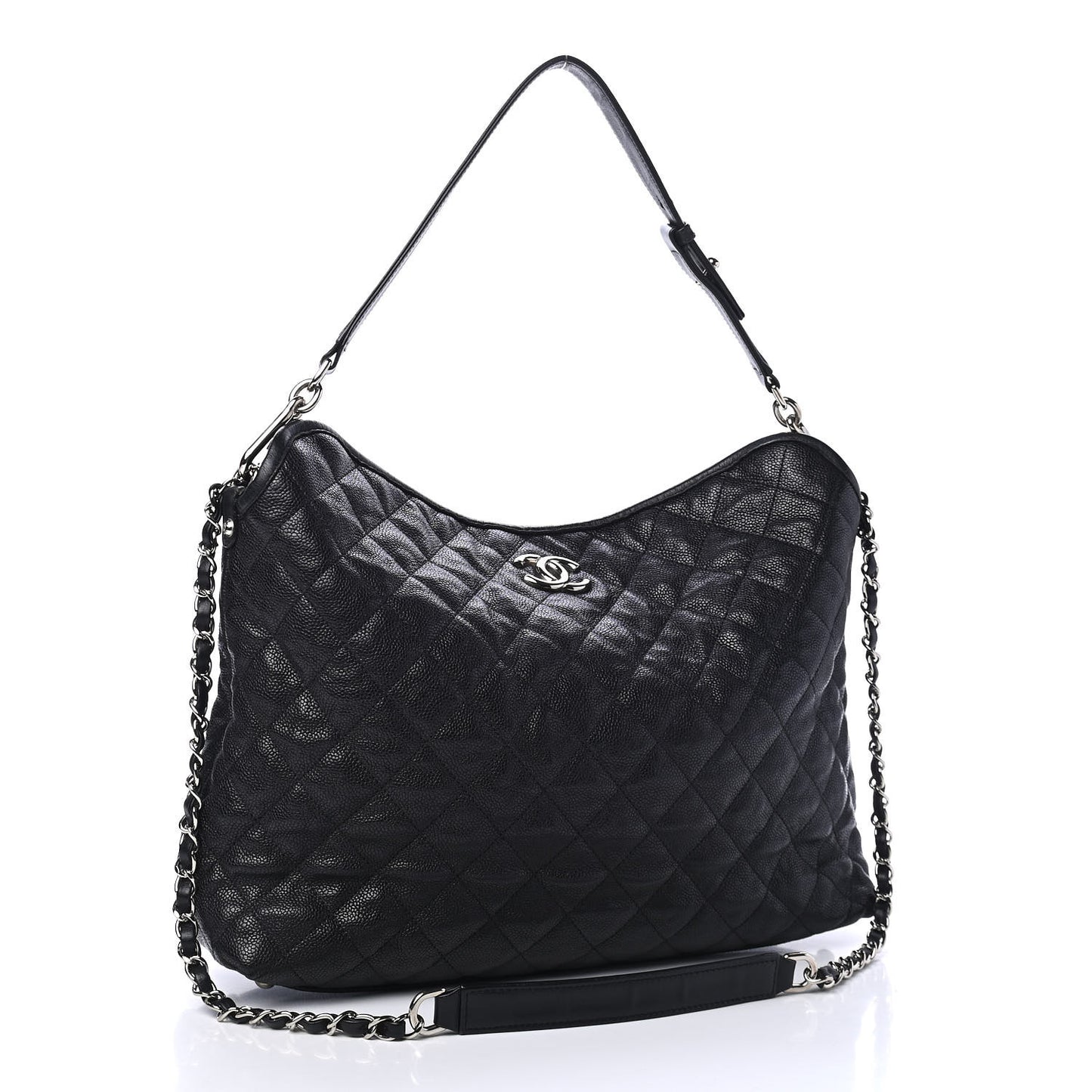 Caviar Quilted French Riviera Hobo Black