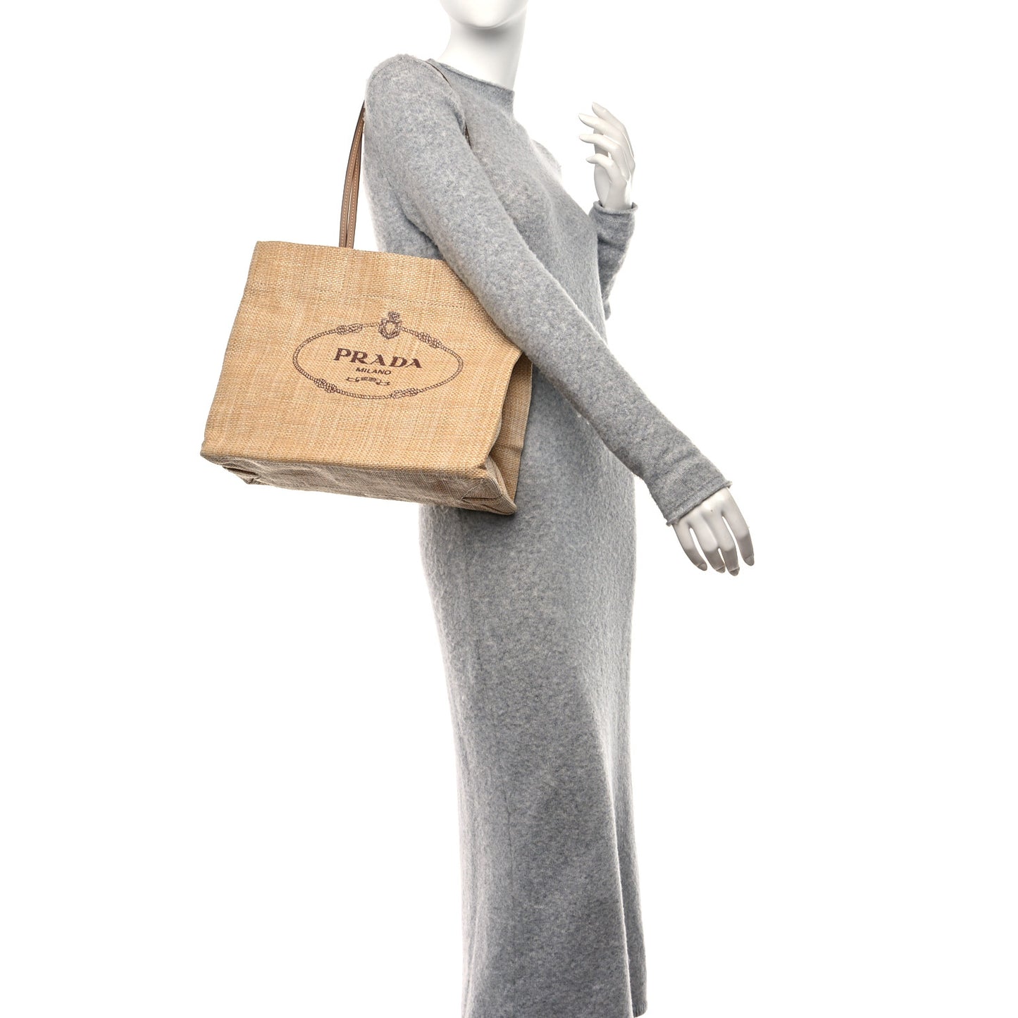 Raffia Logo Tote Naturale