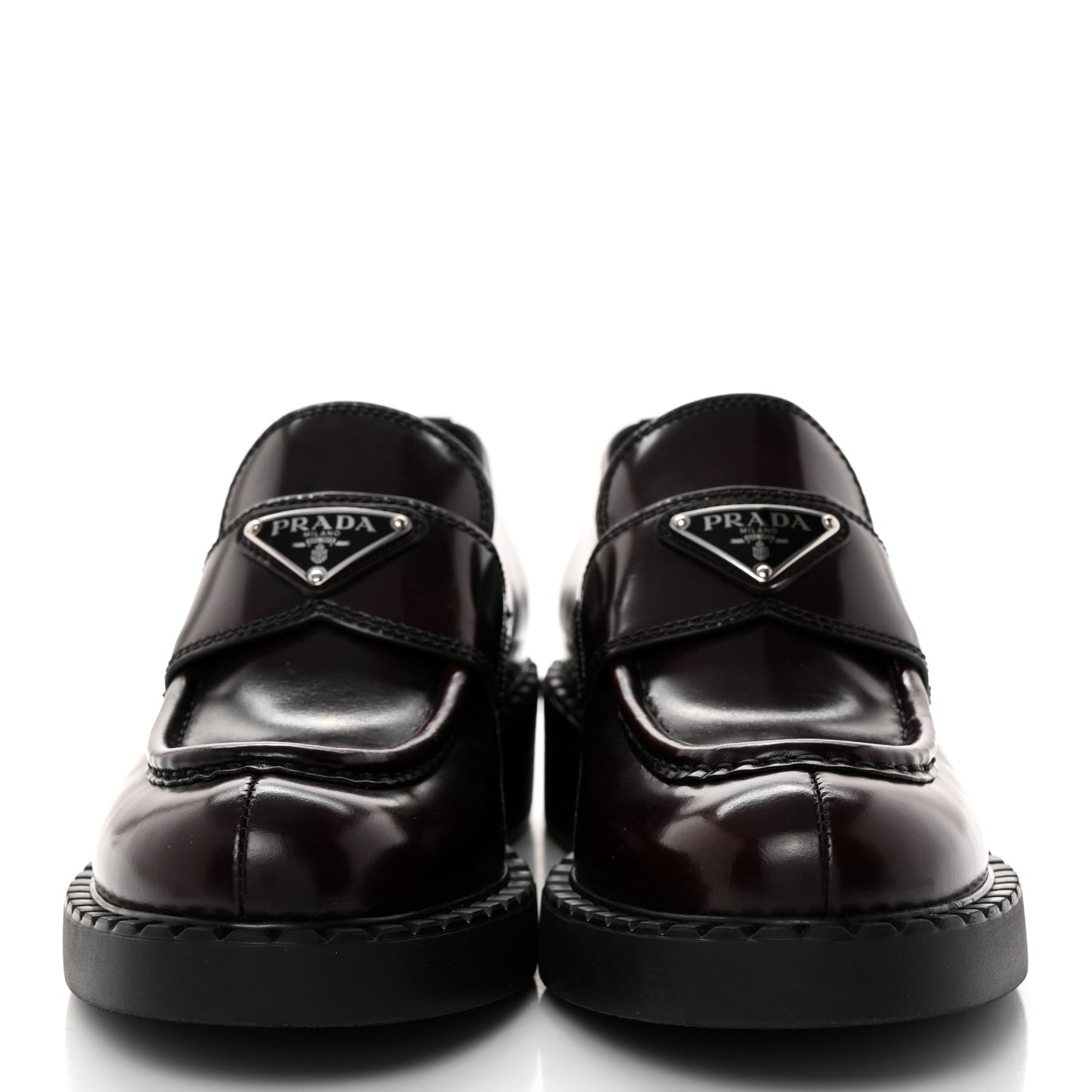 Spazzolato Metal Triangle Logo 50mm Loafers 38 Cordovan
