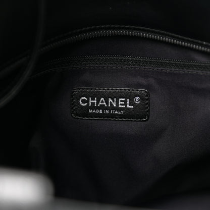 Chanel Coated Canvas Quilted Large Paris Biarritz Tote Black 8 of 12
