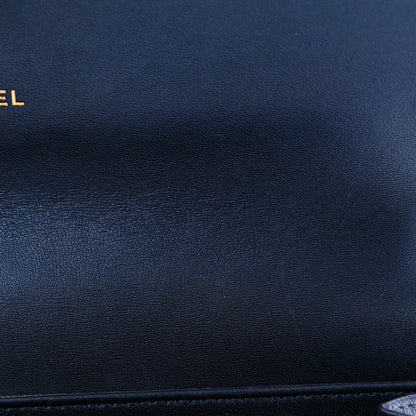 Chanel Metallic Lambskin Quilted Large Boy Gusset Flap Wallet Blue 9 of 11