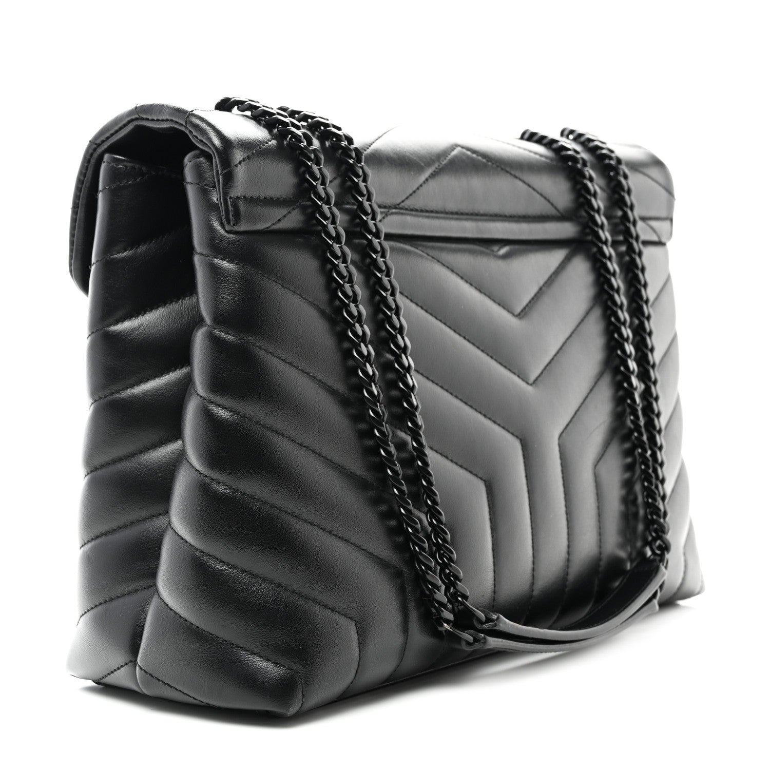 Saint Laurent Calfskin Y Quilted Monogram Monochrome Medium Loulou Chain Satchel Black 3 of 12