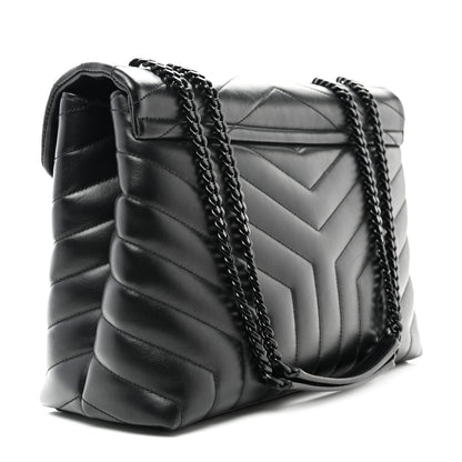 Saint Laurent Calfskin Y Quilted Monogram Monochrome Medium Loulou Chain Satchel Black 3 of 12