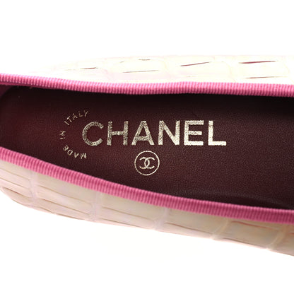 Chanel Iridescent Calfskin Crocodile Embossed Ballerina Flats 40 Pink 9 of 10