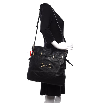 Gucci Sakai Calfskin Horsebit 1955 Cinch Top Messenger Bag Black 2 of 12
