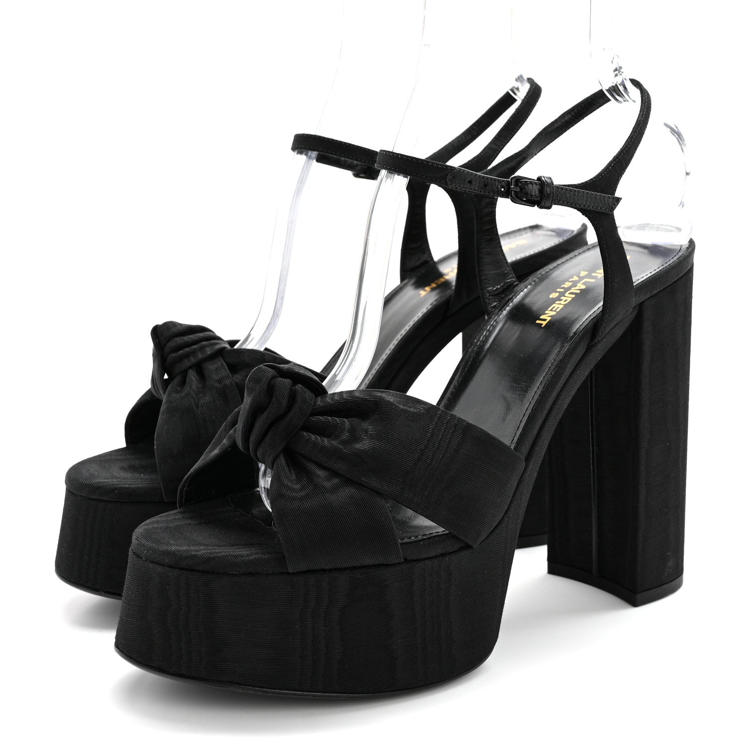 Saint Laurent Grosgrain Bianca 85 Platform Sandals 40 Black 3 of 9