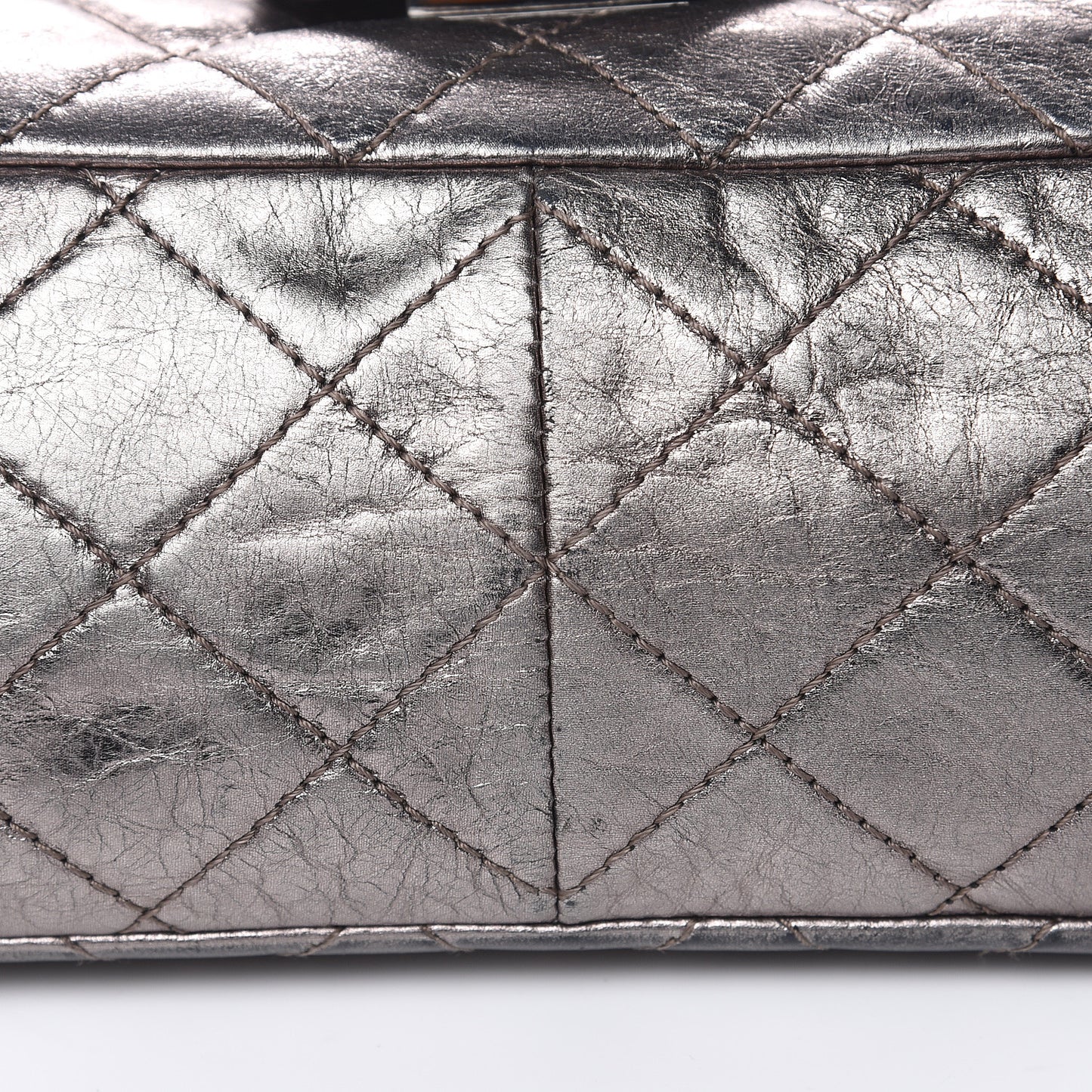 Metallic Aged Calfskin Quilted 2.55 Reissue 227 Flap Dark Silver