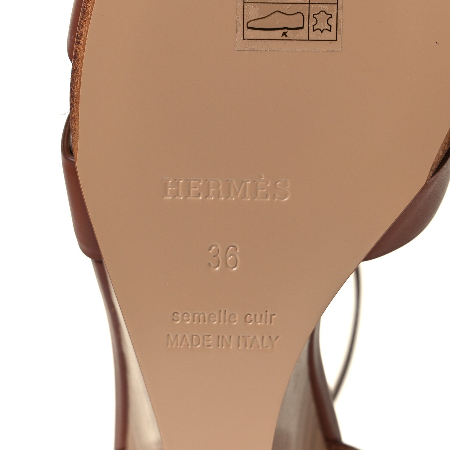 Hermes Calfskin Legend Wedge Sandals 36 Gold 6 of 9