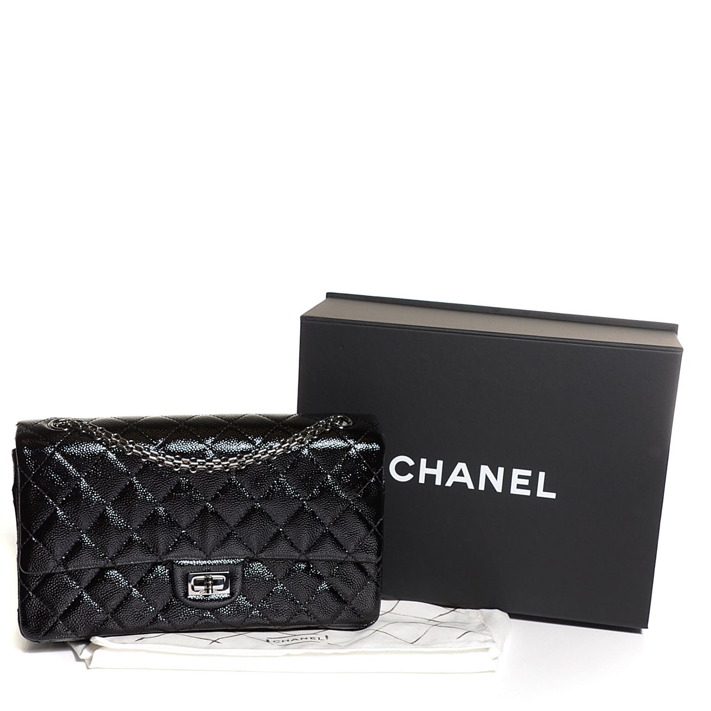 Patent Caviar Quilted 2.55 Reissue 226 Flap Black