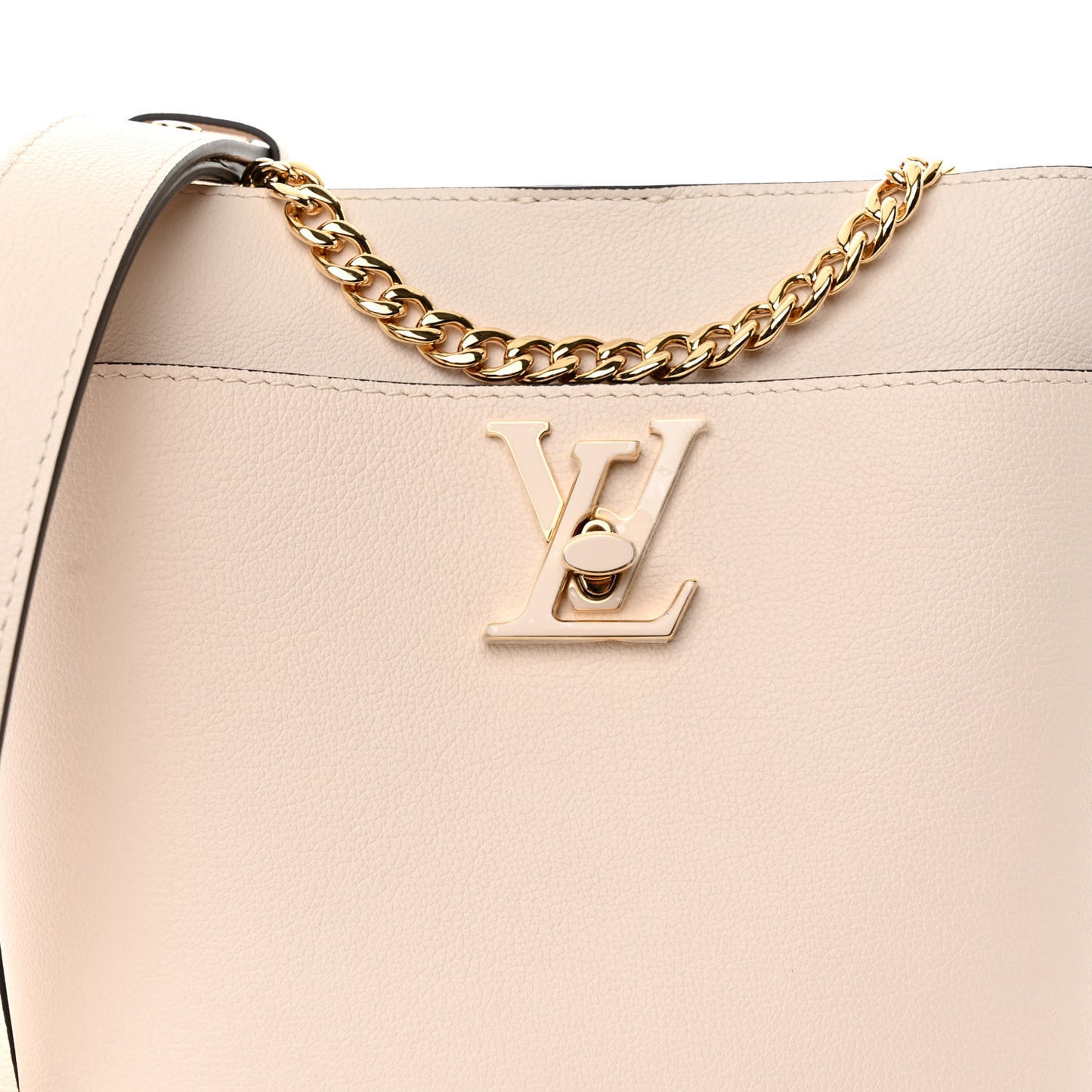 Grained Calfskin Lock and Walk Bucket Quartz