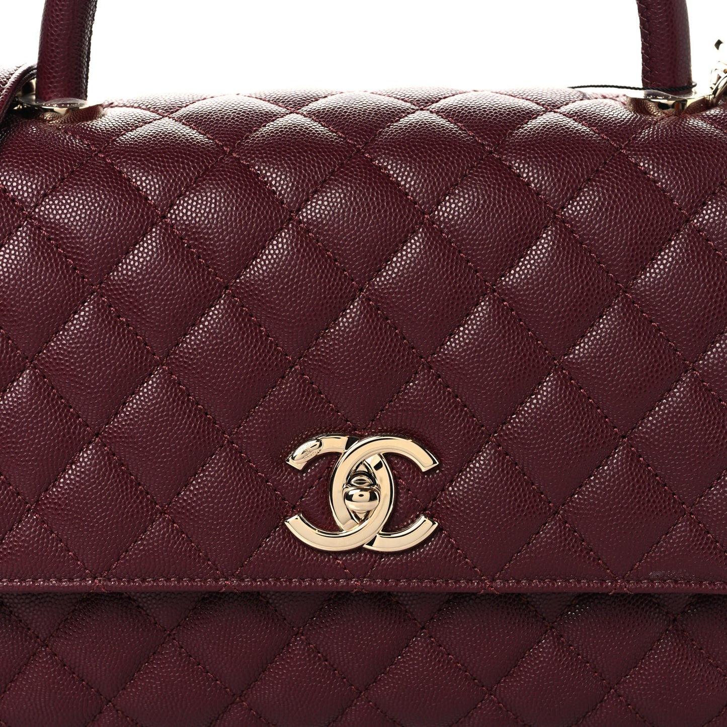 Caviar Quilted Small Coco Handle Flap Burgundy