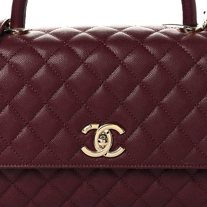 Chanel Caviar Quilted Small Coco Handle Flap Burgundy 8 of 11