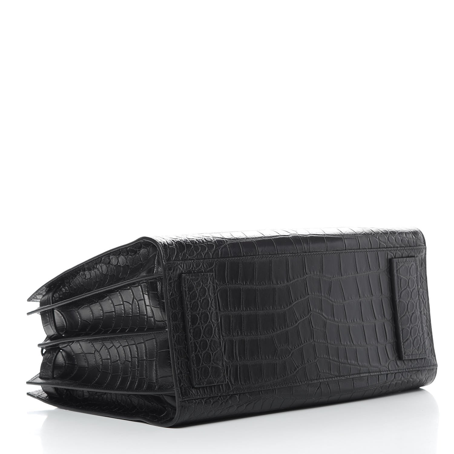 Saint Laurent Calfskin Crocodile Embossed Medium Supple Sac de Jour Black 4 of 12