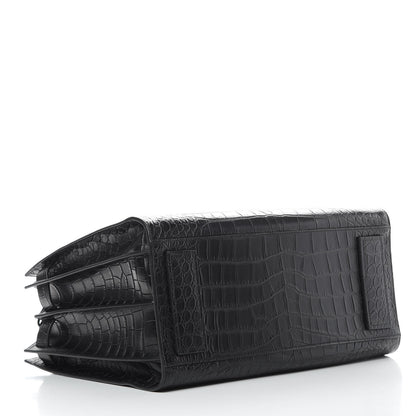 Saint Laurent Calfskin Crocodile Embossed Medium Supple Sac de Jour Black 4 of 12