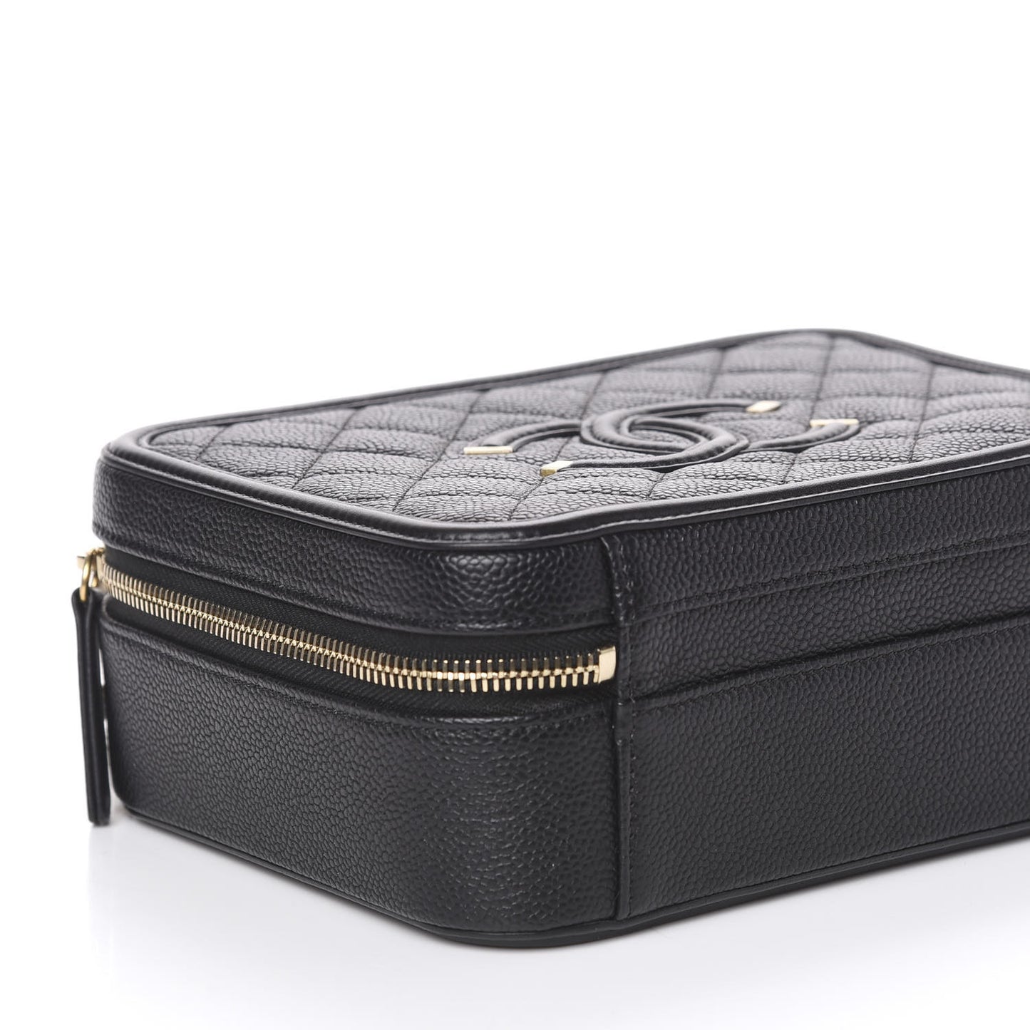 Caviar Quilted Medium CC Filigree Vanity Case Black