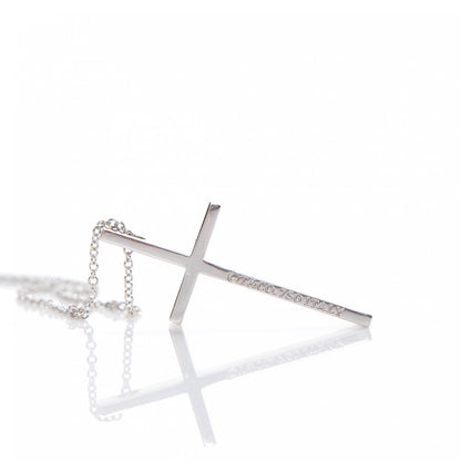 Tiffany 18K White Gold Metro Cross Pendant Necklace 4 of 5