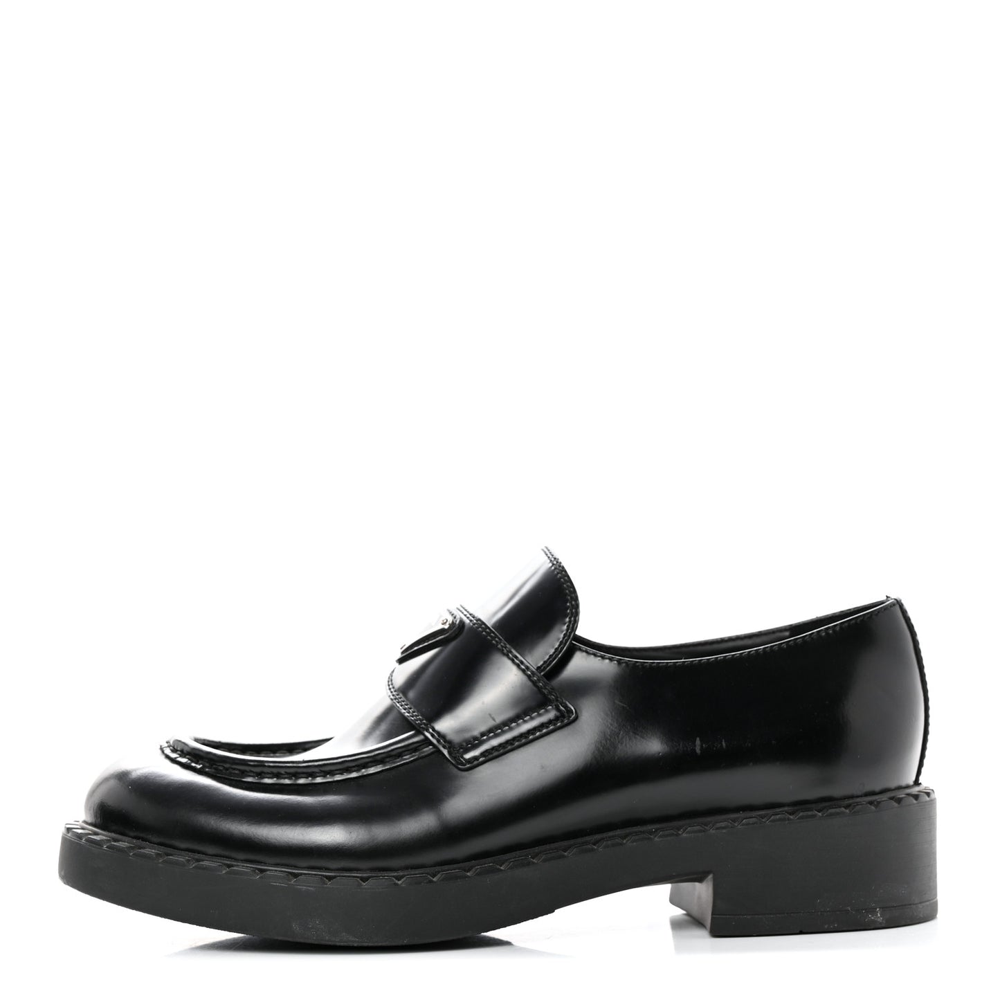 Spazzolato Metal Triangle Logo 50mm Loafers 41 Black