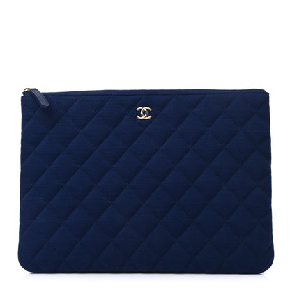 Chanel Jersey Quilted Medium Cosmetic Case Blue 1 of 8