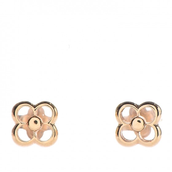 Louis Vuitton Brass Flower Full Stud Earrings Gold 1 of 4