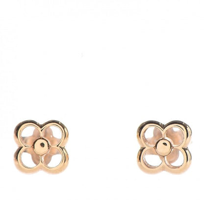 Louis Vuitton Brass Flower Full Stud Earrings Gold 1 of 4