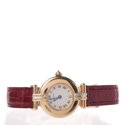 Cartier 18K Yellow Gold Alligator Diamond 24mm Must de Colisee Quartz Watch Red 3 of 19