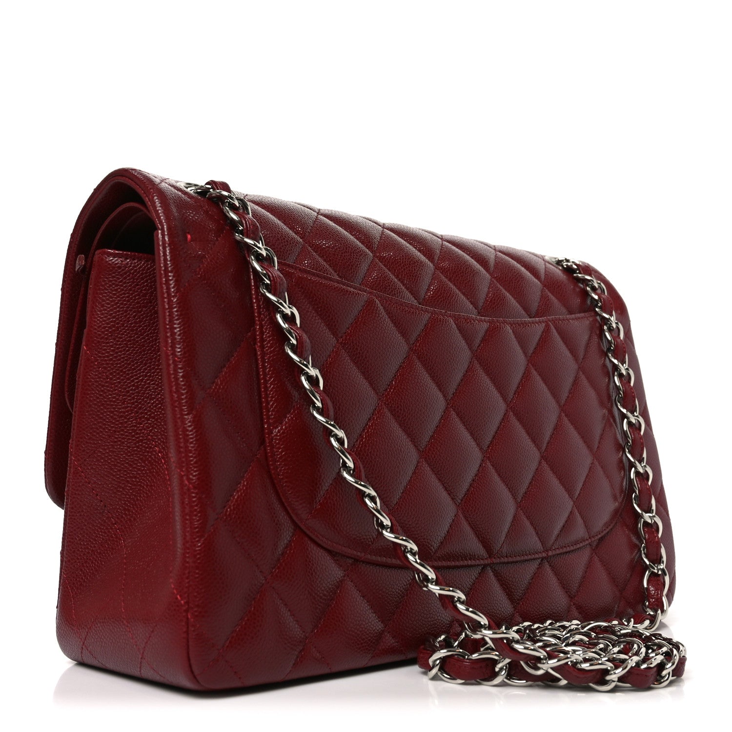 Chanel Caviar Quilted Jumbo Double Flap Burgundy 2 of 10