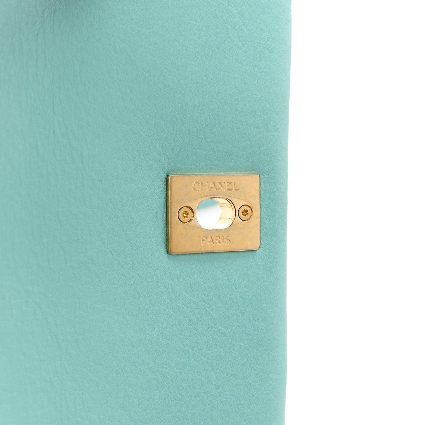 Calfskin Quilted Top Handle Flap Light Blue