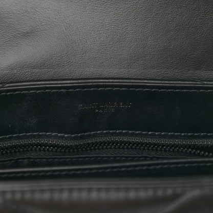 Saint Laurent Calfskin Y Quilted Monogram Monochrome Toy Loulou Crossbody Bag Black 7 of 10