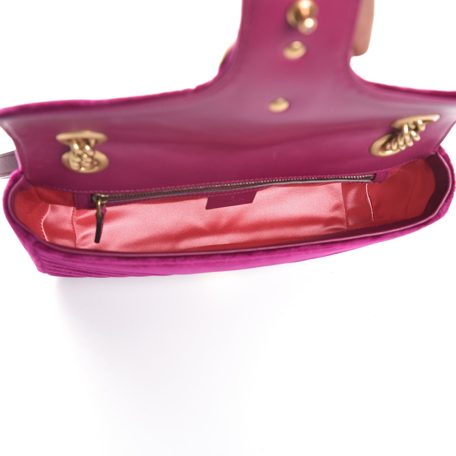 Gucci Velvet Matelasse Small GG Marmont Shoulder Bag Fuchsia Violet Cyclamen 6 of 8
