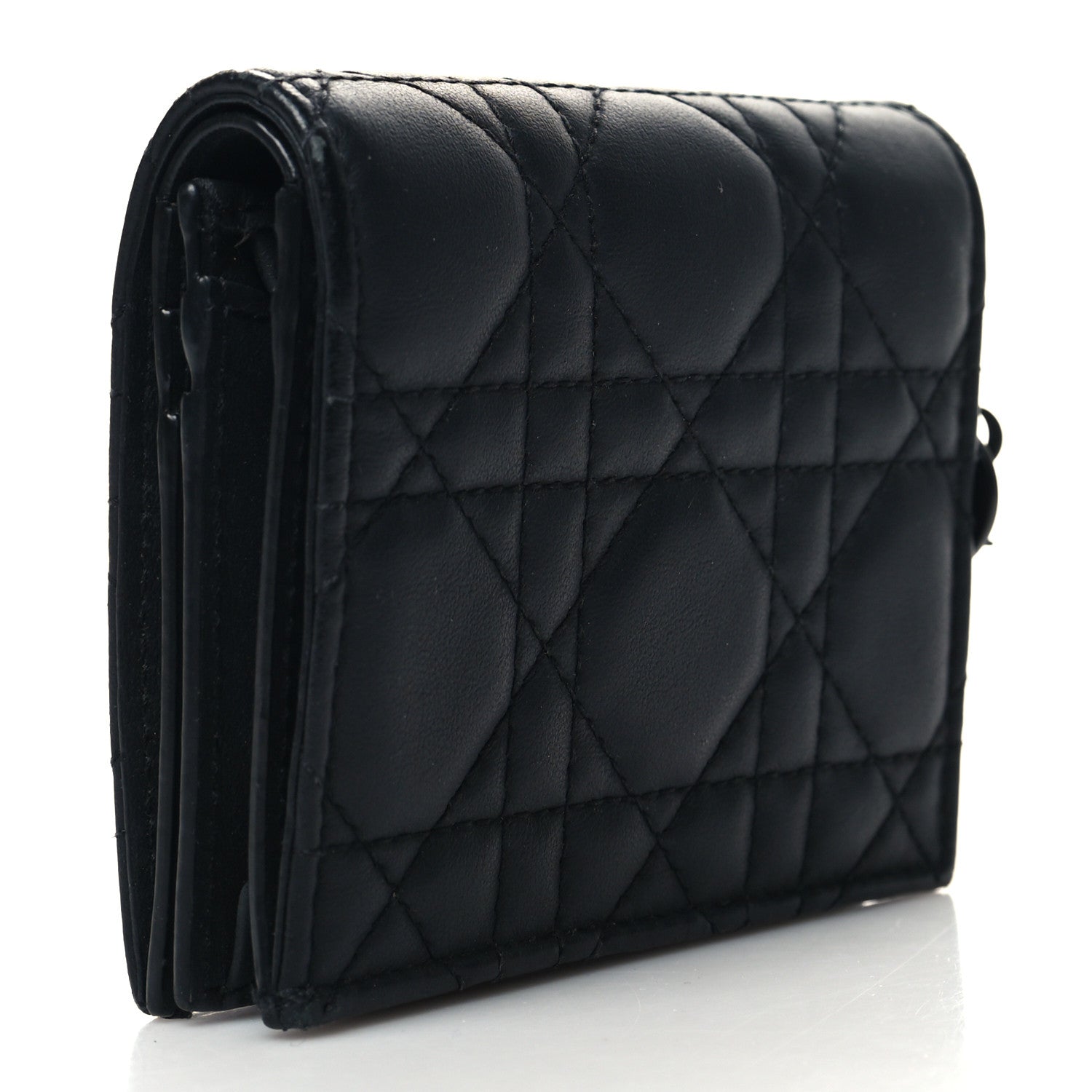 Christian Dior Lambskin Cannage Mini Lady Dior Wallet Black 3 of 12