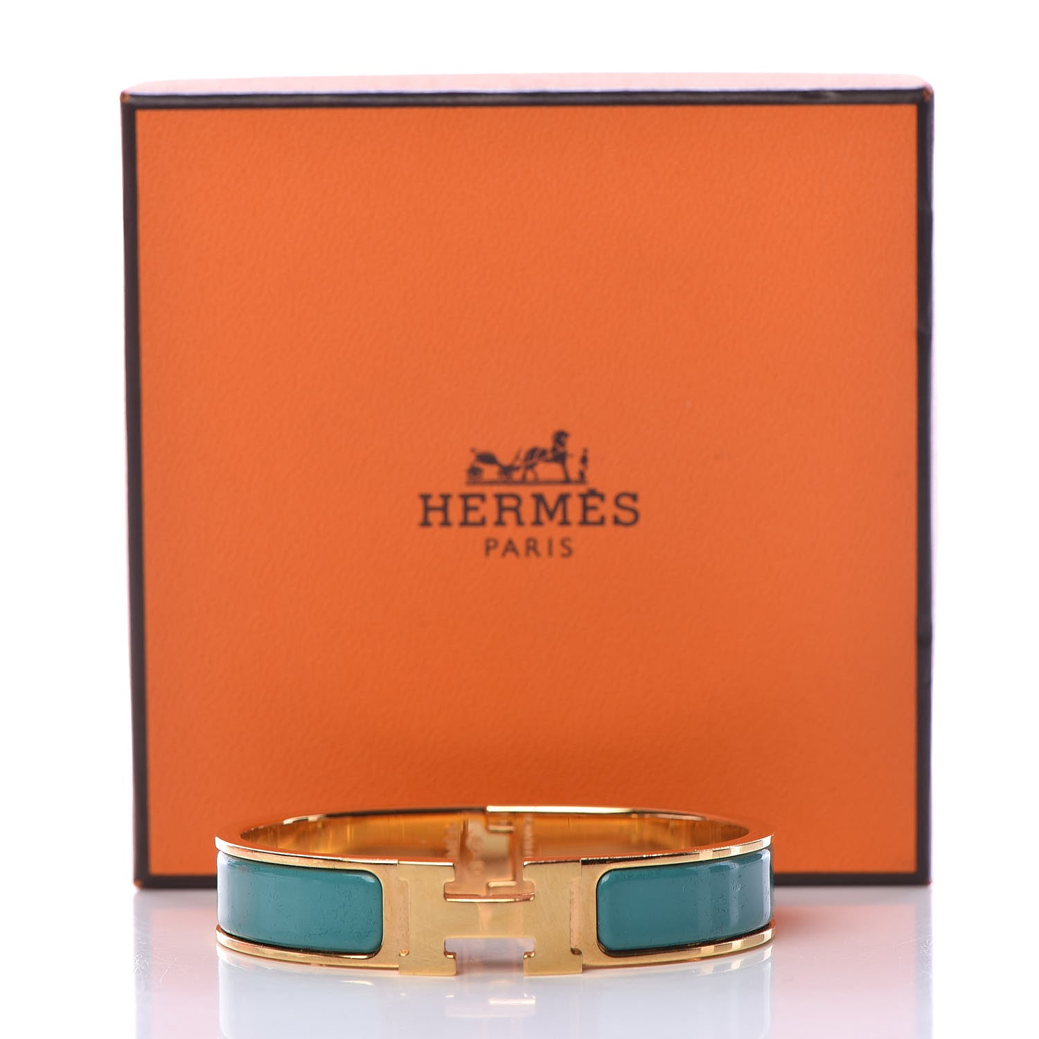Hermes Enamel Narrow Clic Clac H Bracelet PM Vert Bleuete 3 of 5